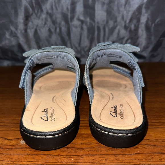 Clarks Collection Laurieann Madi Blue Grey Floral Comfort Sandal Size 6 - Picture 3 of 6